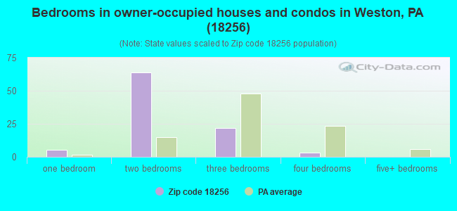 Bedrooms in owner-occupied houses and condos in Weston, PA (18256) 