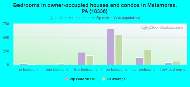 Bedrooms in owner-occupied houses and condos in Matamoras, PA (18336) 
