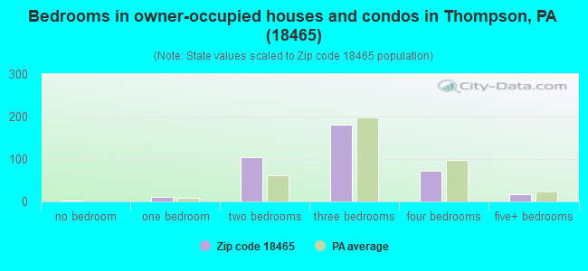 Bedrooms in owner-occupied houses and condos in Thompson, PA (18465) 