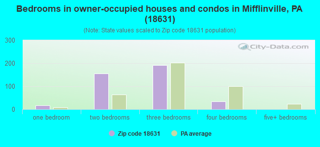 Bedrooms in owner-occupied houses and condos in Mifflinville, PA (18631) 