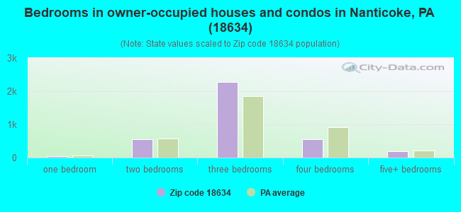 Bedrooms in owner-occupied houses and condos in Nanticoke, PA (18634) 