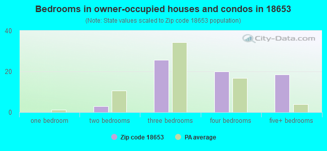 Bedrooms in owner-occupied houses and condos in 18653 