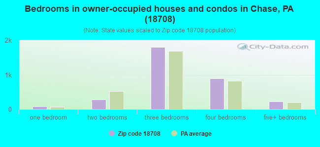 Bedrooms in owner-occupied houses and condos in Chase, PA (18708) 
