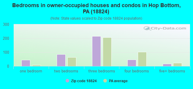 Bedrooms in owner-occupied houses and condos in Hop Bottom, PA (18824) 