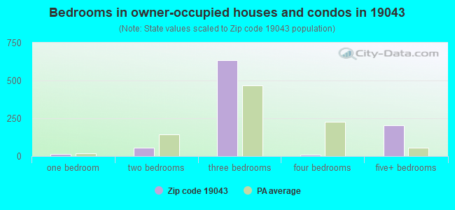 Bedrooms in owner-occupied houses and condos in 19043 