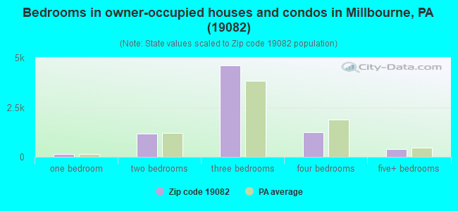 Bedrooms in owner-occupied houses and condos in Millbourne, PA (19082) 