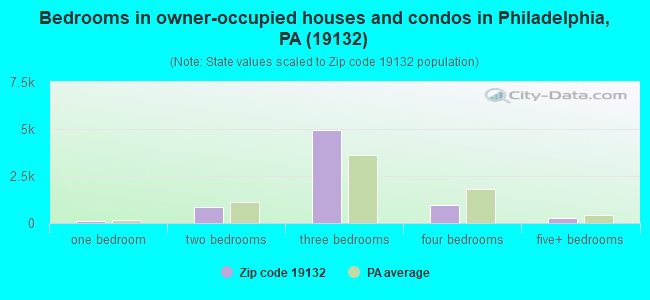Bedrooms in owner-occupied houses and condos in Philadelphia, PA (19132) 