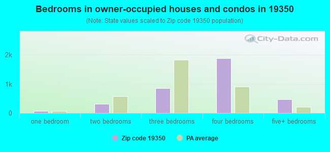 Bedrooms in owner-occupied houses and condos in 19350 