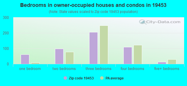 Bedrooms in owner-occupied houses and condos in 19453 
