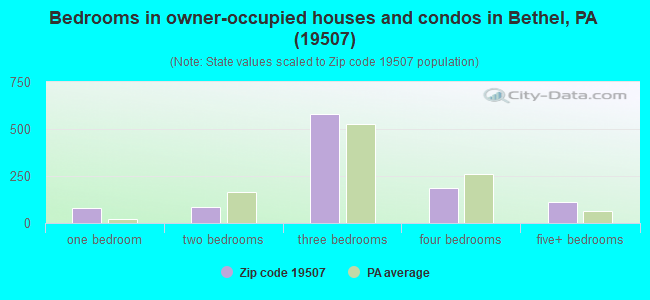 Bedrooms in owner-occupied houses and condos in Bethel, PA (19507) 