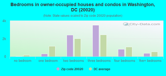Bedrooms in owner-occupied houses and condos in Washington, DC (20020) 