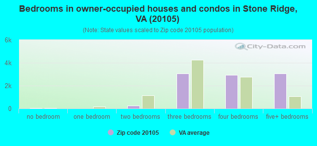 Bedrooms in owner-occupied houses and condos in Stone Ridge, VA (20105) 