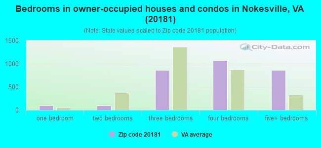 Bedrooms in owner-occupied houses and condos in Nokesville, VA (20181) 