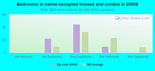 Bedrooms in owner-occupied houses and condos in 20606 