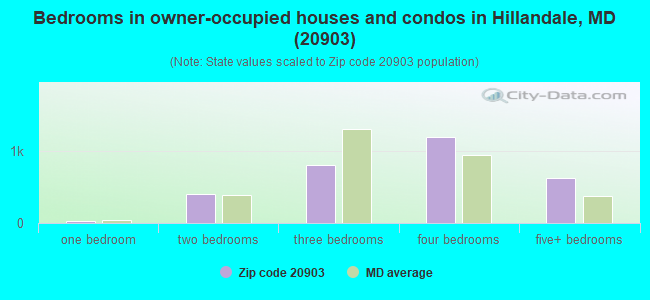 Bedrooms in owner-occupied houses and condos in Hillandale, MD (20903) 