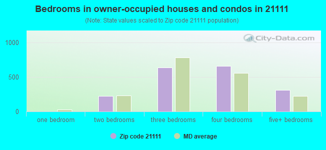 Bedrooms in owner-occupied houses and condos in 21111 