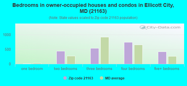 Bedrooms in owner-occupied houses and condos in Ellicott City, MD (21163) 