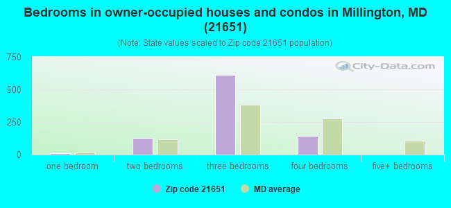 Bedrooms in owner-occupied houses and condos in Millington, MD (21651) 