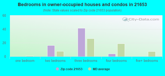 Bedrooms in owner-occupied houses and condos in 21653 