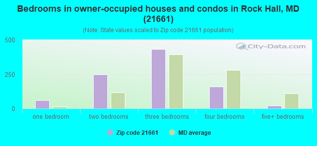 Bedrooms in owner-occupied houses and condos in Rock Hall, MD (21661) 
