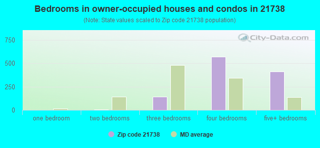 Bedrooms in owner-occupied houses and condos in 21738 