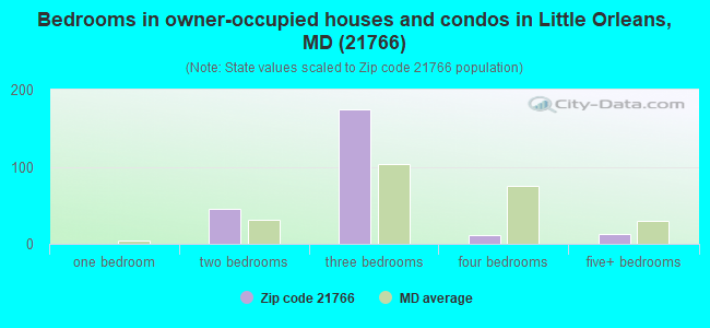 Bedrooms in owner-occupied houses and condos in Little Orleans, MD (21766) 