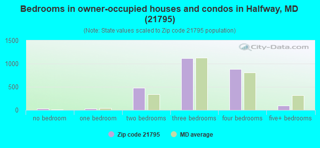 Bedrooms in owner-occupied houses and condos in Halfway, MD (21795) 