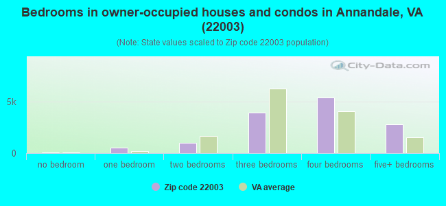 Bedrooms in owner-occupied houses and condos in Annandale, VA (22003) 