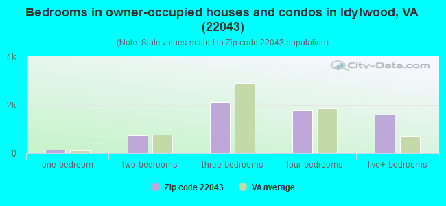 Bedrooms in owner-occupied houses and condos in Idylwood, VA (22043) 