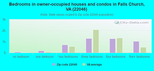 Bedrooms in owner-occupied houses and condos in Falls Church, VA (22046) 