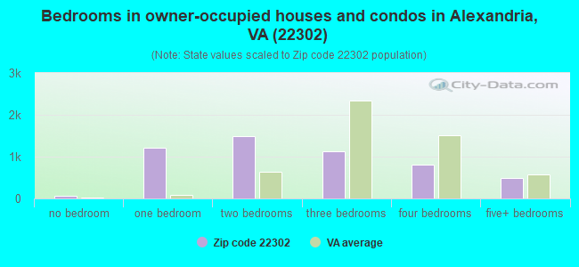 Bedrooms in owner-occupied houses and condos in Alexandria, VA (22302) 