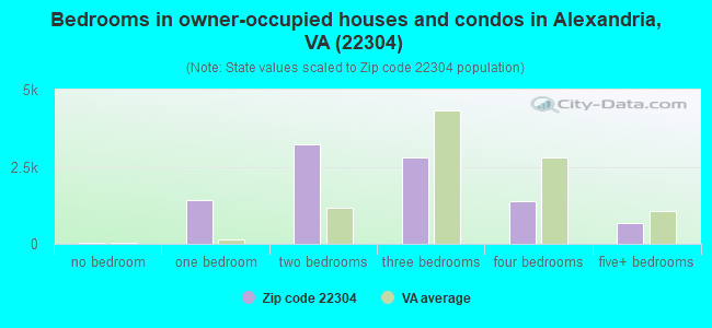 Bedrooms in owner-occupied houses and condos in Alexandria, VA (22304) 