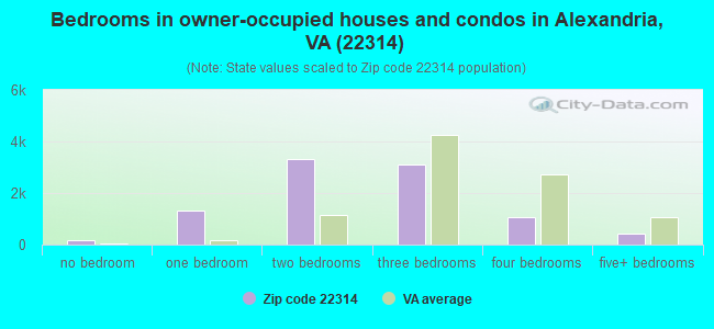Bedrooms in owner-occupied houses and condos in Alexandria, VA (22314) 