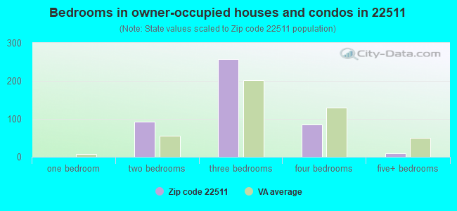 Bedrooms in owner-occupied houses and condos in 22511 