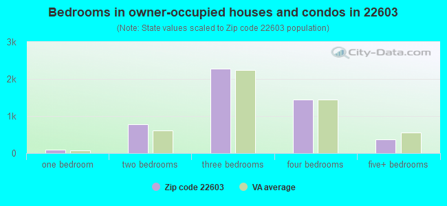 Bedrooms in owner-occupied houses and condos in 22603 