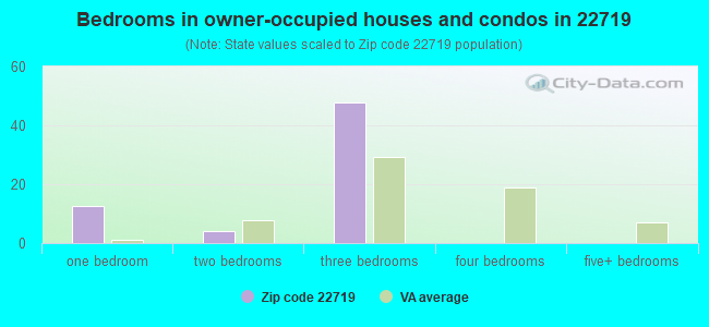 Bedrooms in owner-occupied houses and condos in 22719 