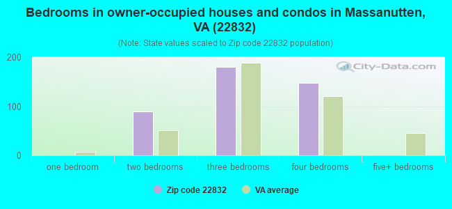 Bedrooms in owner-occupied houses and condos in Massanutten, VA (22832) 