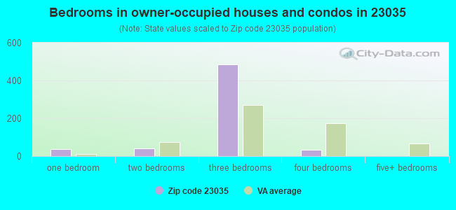 Bedrooms in owner-occupied houses and condos in 23035 