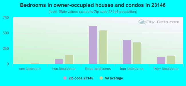 Bedrooms in owner-occupied houses and condos in 23146 