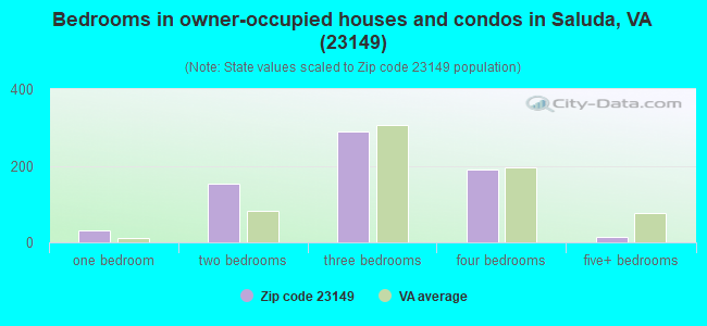 Bedrooms in owner-occupied houses and condos in Saluda, VA (23149) 