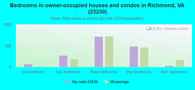 Bedrooms in owner-occupied houses and condos in Richmond, VA (23230) 