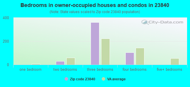 Bedrooms in owner-occupied houses and condos in 23840 