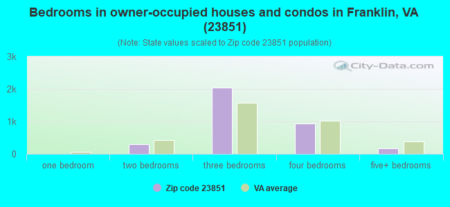 Bedrooms in owner-occupied houses and condos in Franklin, VA (23851) 