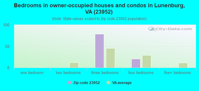 Bedrooms in owner-occupied houses and condos in Lunenburg, VA (23952) 