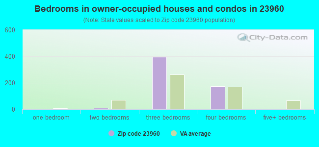 Bedrooms in owner-occupied houses and condos in 23960 