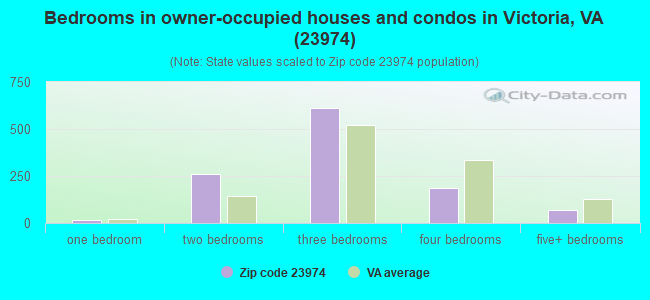 Bedrooms in owner-occupied houses and condos in Victoria, VA (23974) 