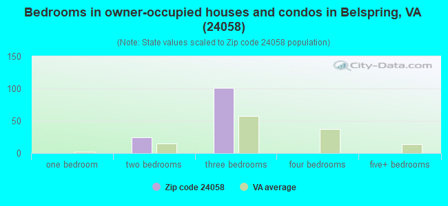 Bedrooms in owner-occupied houses and condos in Belspring, VA (24058) 
