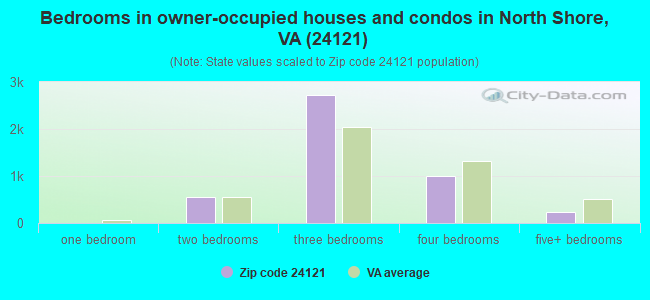 Bedrooms in owner-occupied houses and condos in North Shore, VA (24121) 