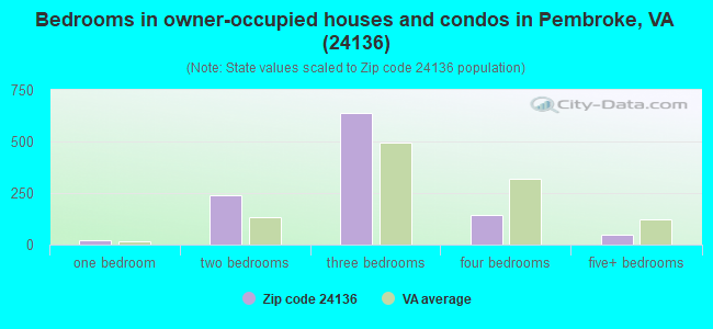 Bedrooms in owner-occupied houses and condos in Pembroke, VA (24136) 