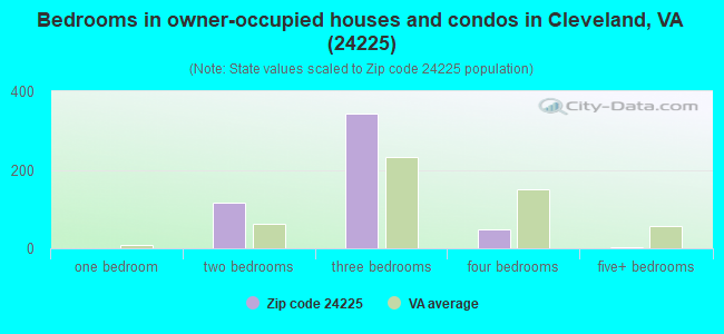 Bedrooms in owner-occupied houses and condos in Cleveland, VA (24225) 